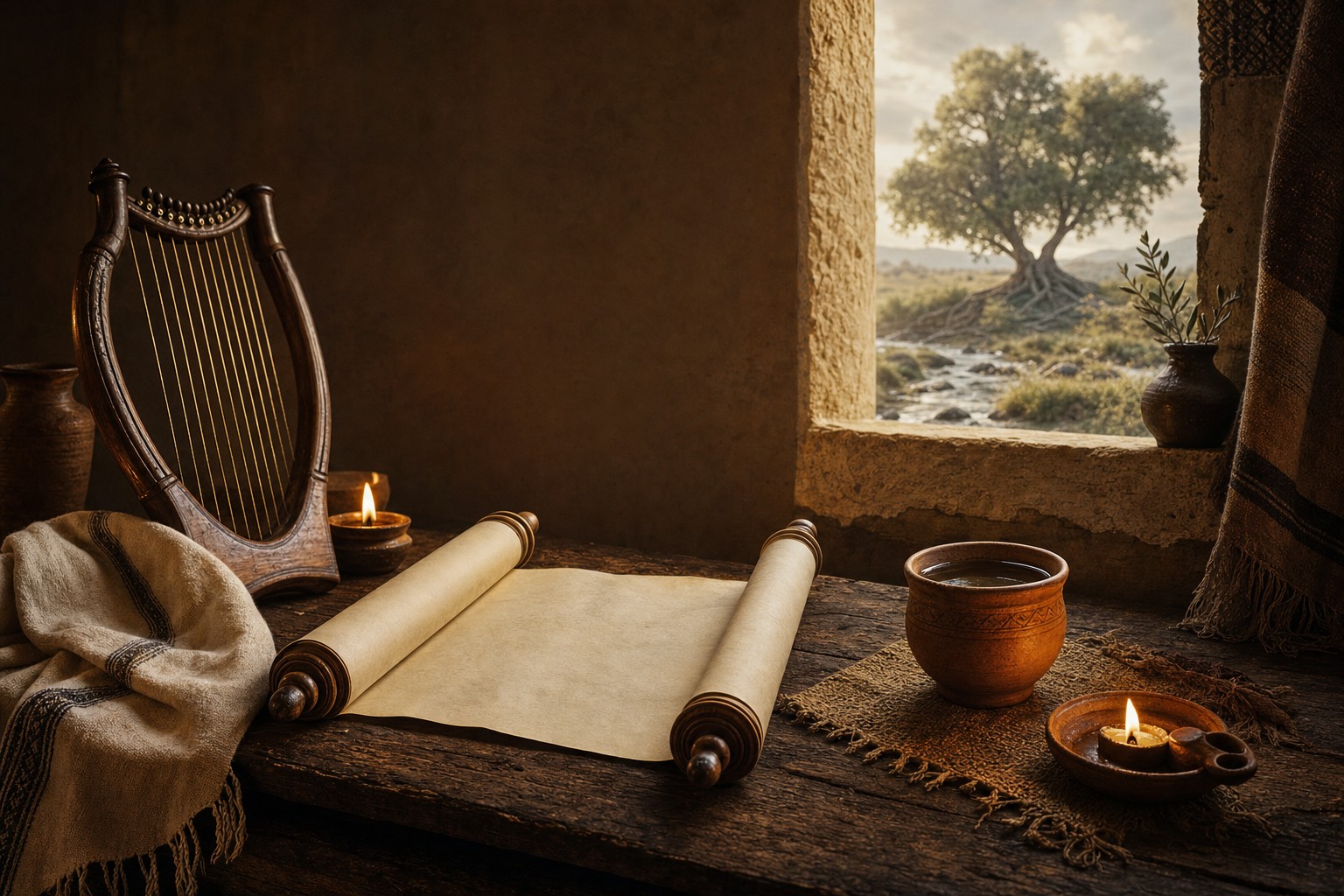 Symbolic header image for Day 26 PRAYERS from Psalm 1, 23, 51 and 100